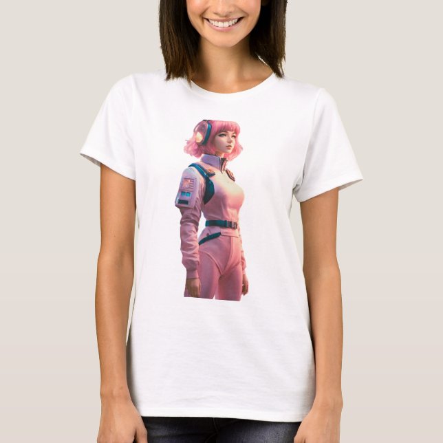 Camiseta Mulher no estilo de ficção científica (Frente)