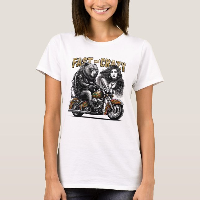 Camiseta Mulher no Motocicleta Besquatch (Frente)