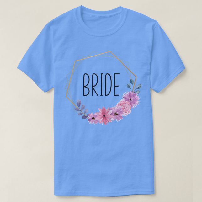Camiseta Mulher Noiva do Partido Sag Bride Flores Roxas Boh (Frente do Design)