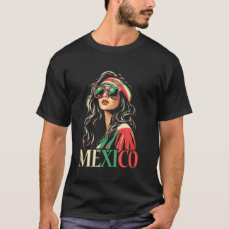 Camiseta Mulher Óculos de Sol Bandeira México Menina México