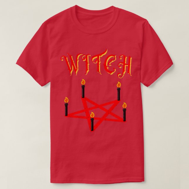 Camiseta Mulher oculta da Satã Wicca do Pentagrama (Frente do Design)