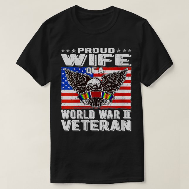 Camiseta Mulher Orgulhosa Esposa De Patrimônio Veterano Da  (Frente do Design)