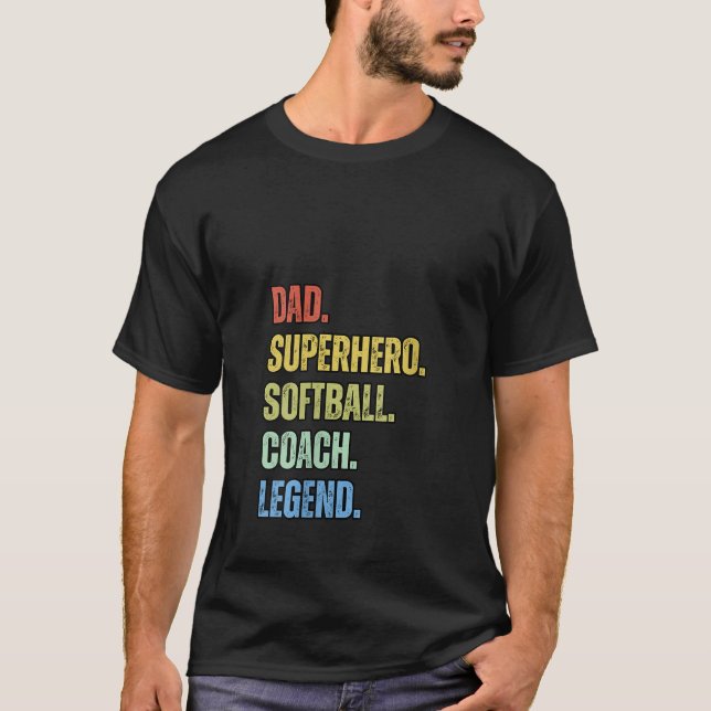 Camiseta Mulher Pai Super Herói Coach Coach Legenda de Soft (Frente)