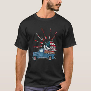Camiseta Mulher Patriótica 4 de julho Nanny Truck Sunflower