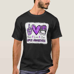 Camiseta Mulher Paz Amor Cura Mensagem Bun Leopard Lupus Aw