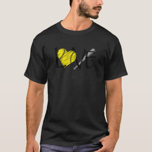 Camiseta Mulher: Paz Amor Softball Corações Corações Cortan