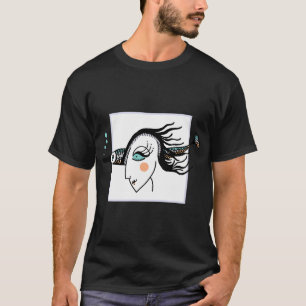 Camiseta Mulher Peixe — Ilustração de Tinta Enquadrada
