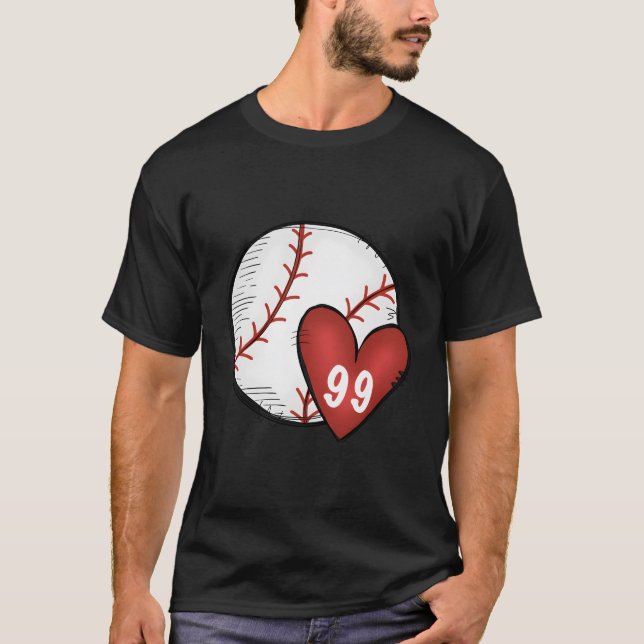 Camiseta Mulher Personalizada Baseball Mãe Número 99 Coraçã (Frente)
