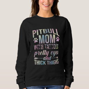 Camiseta Mulher Pitbull Mãe Com Tatuagens Bonito Olhos Espe