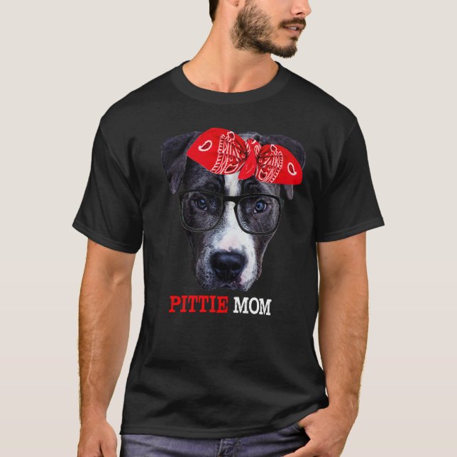 Camiseta Mulher Pittie Mãe Cachorro Pitbull Para Dia de as  (Frente)