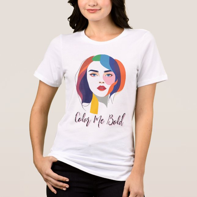 Camiseta Mulher Pop de Arte Colorida (Frente)
