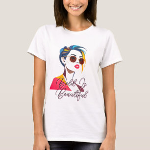 Camiseta Mulher Pop de Arte Negrito