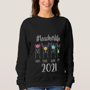 Camiseta Mulher Professora Vida Cuta Llama Face Mask Quaran