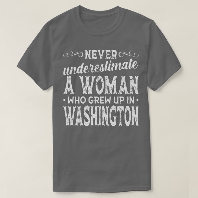 Camiseta Mulher Que Cresceu Em Washington (Frente do Design)