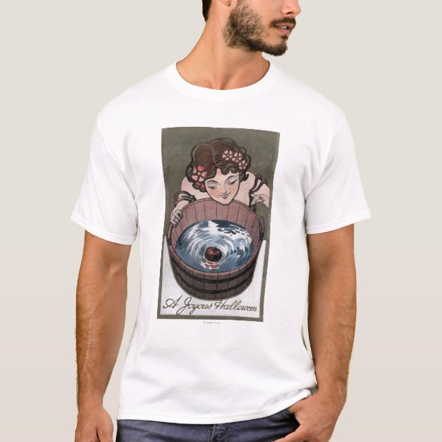 Camiseta Mulher que olha no tambor de madeira (Frente)