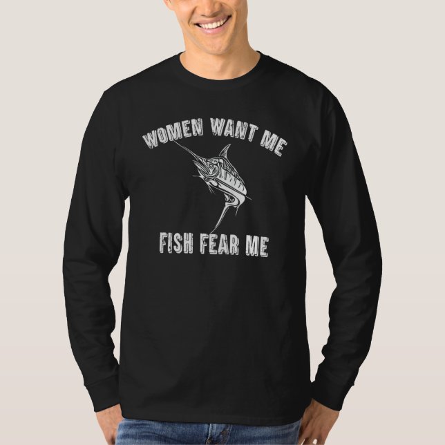 Camiseta Mulher quer que eu pesque me medo pescador (Frente)