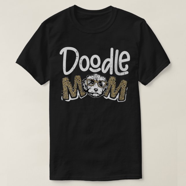 Camiseta Mulher rabisca Mãe Leopardo Goldendoodle Da Mãe (Frente do Design)