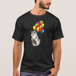 Camiseta Mulher Ragdoll Cat Pega Nos Balões