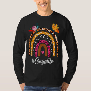 Camiseta Mulher Rainbow Leopard Gaga Life For Dia de as mãe