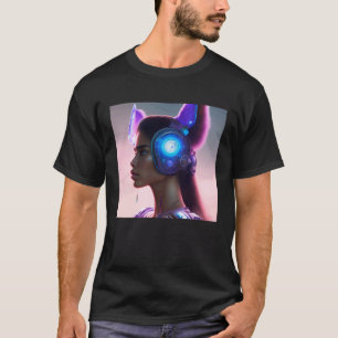 Camiseta Mulher Rebelde Chic Esportiva com Orelhas de Gato