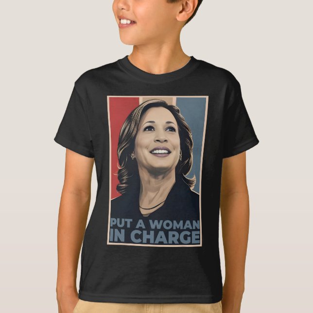 Camiseta Mulher Responsável Kamala Harris Mulher Presidenta (Frente)
