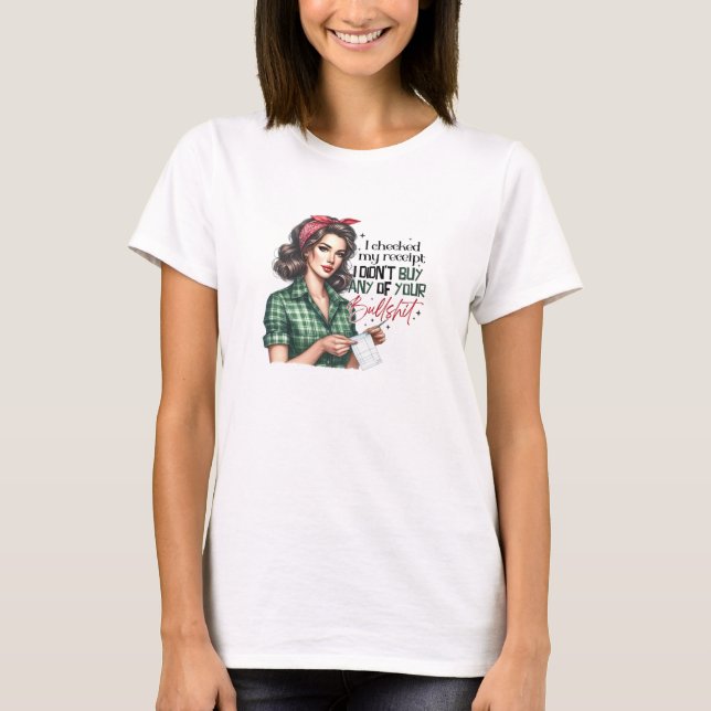 Camiseta Mulher retrô com receita sarcástica (Frente)