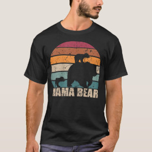 Camiseta Mulher Retrô Mamãe Urso de Gêmeos Mãe Dia de as mã