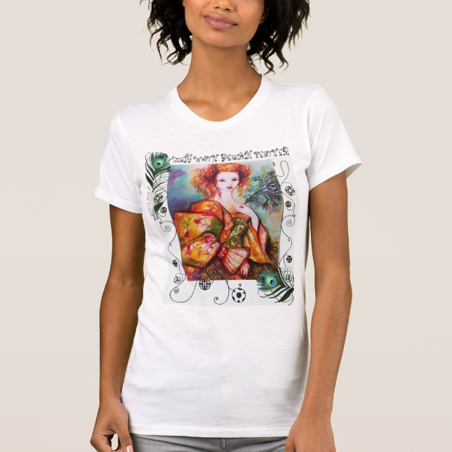 CAMISETA MULHER ROMÂNTICA COM PENAS DE PAZ (Frente)