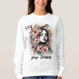 Camiseta Mulher Romântica, Pássaro e Inspiração Floral