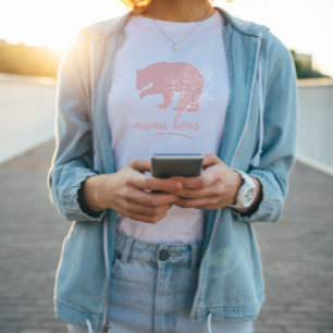 Camiseta Mulher rosa Bear Boho Família Floral