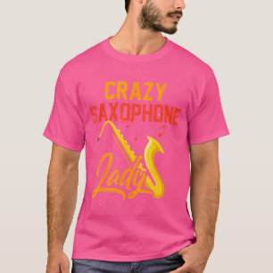 Camiseta Mulher saxofônica louca saxofônica Jazz Mulher sax