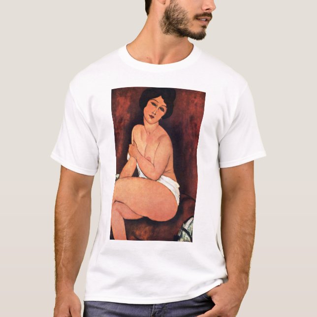 Camiseta Mulher Sentada Grande de Amedeo Modigliani (Frente)