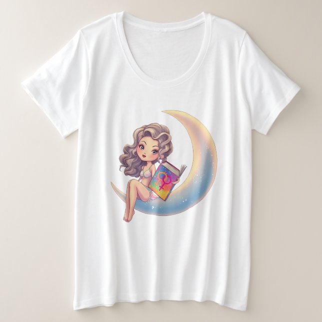 Camiseta Mulher sexy LGBTQ sentada na lua (Frente do Design)