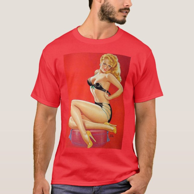 Camiseta Mulher "sexy" na lingerie preta (Frente)