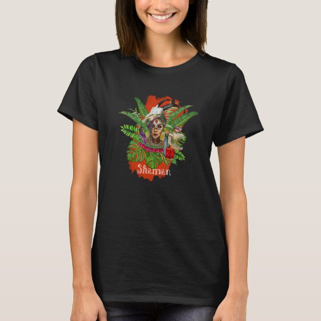 Camiseta Mulher Shaman com crânio animal (Frente)