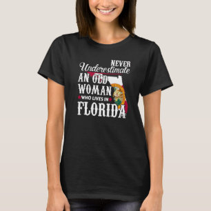 Camiseta Mulher Sinalizador Flórida Lar Velhice Mulher Cres