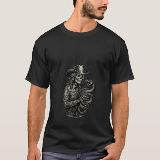 Camiseta Mulher Skeleton Cowgirl Cobra Cowboy Alt Gótico Sk