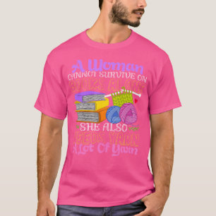 Camiseta Mulher Sobrevive Com Fios De Tricô Crochê De Livro