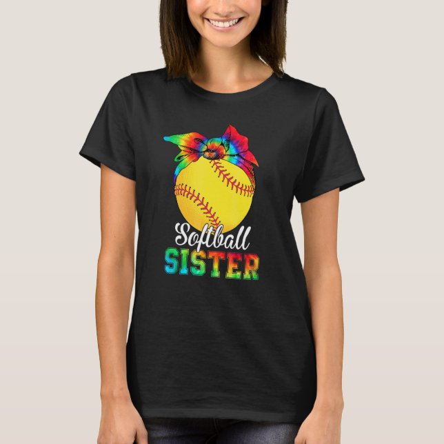 Camiseta Mulher Softball Irmã Tie Dye Softball Mãe (Frente)