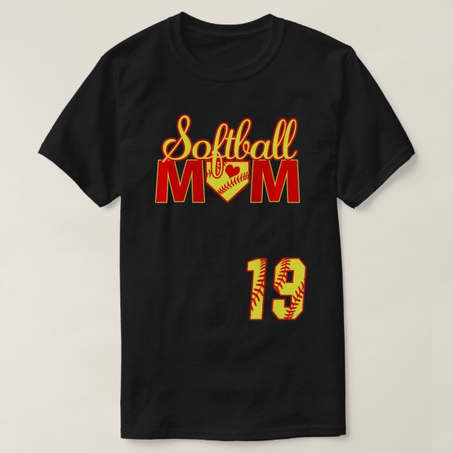 Camiseta Mulher Softball Mãe Dia de as mães nº 19 Jer Aparê (Frente do Design)