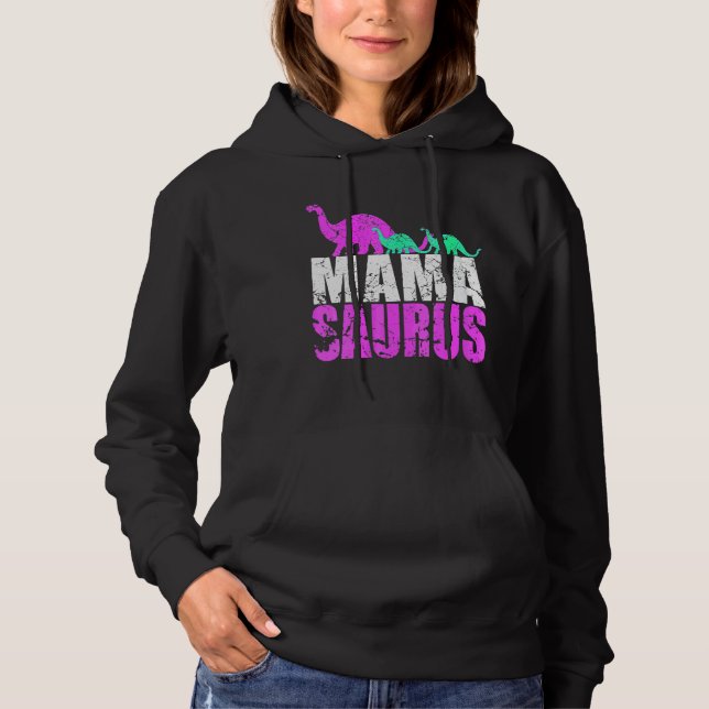 Camiseta Mulher Solteiro Mama Saurus Dinosaur Para A Mãe (Frente)