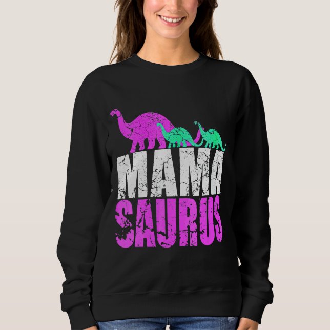 Camiseta Mulher Solteiro Mama Saurus Dinosaur Para A Mãe (Frente)