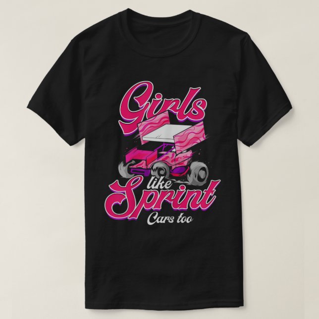 Camiseta Mulher Sprint Car Racing Girl (Frente do Design)
