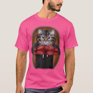 Camiseta Mulher Tabby Cat Como Campeão De Boxer Na Luva Box