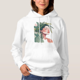 Camiseta Mulher-tenra-plantada com cabelo feito de plantas