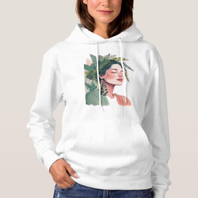 Camiseta Mulher-tenra-plantada com cabelo feito de plantas  (Frente)