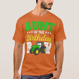 Camiseta Mulher Tia Do Aniversário Garoto Trator Fazenda Na