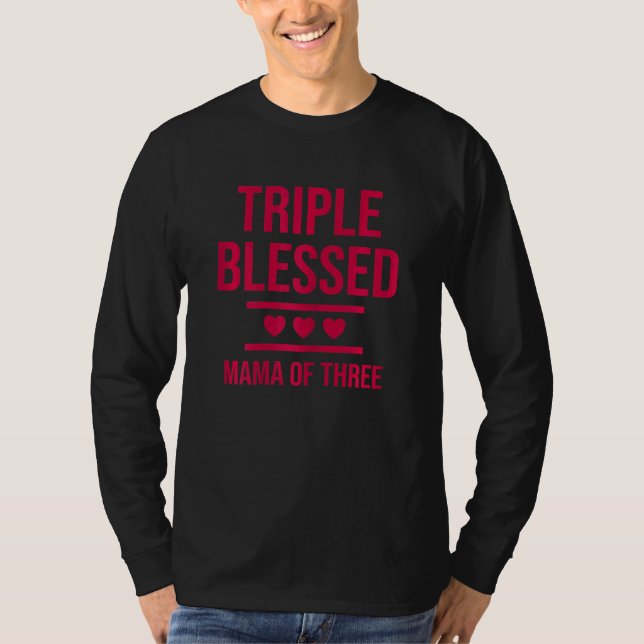 Camiseta Mulher Tripla Abençoada Mãe De Três Meninas (Frente)