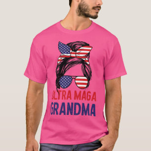 Camiseta Mulher Ultra Maga Avó Patriótica Arma Mensageiro