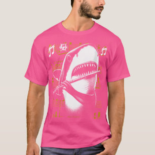 Camiseta Mulher: Um Tubarão Legal Tocando Música Em Uma Fla